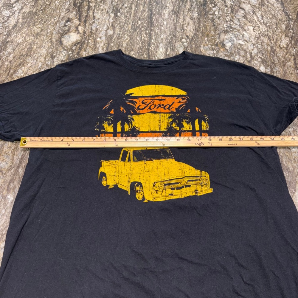 Vintage Truck Sunset Graphic T-Shirt Retro Mens‎ 2XL Black Ford - Picture 4 of 7